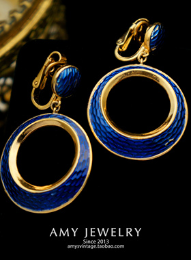 TRIFARI翠法丽L'Orient龙鳞系列珐琅吊坠耳夹 | Amy Vintage首饰