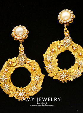 Stanley Hagler手工珠串繁花耳夹耳环收藏品｜AmyVintage古董首饰