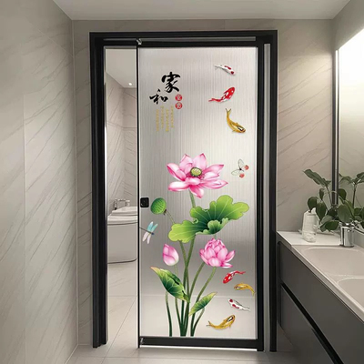 卫生间荷花自粘墙贴秀美装饰