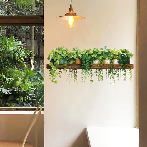 绿植家居墙面房间客厅壁纸墙贴画田园风补洞污垢划痕遮瑕装饰自粘