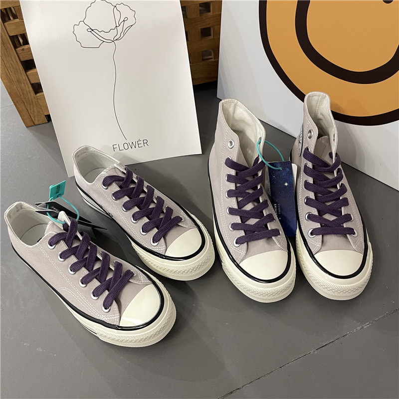 EVENSTAR夏季撞色帆布鞋高帮板鞋