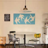 北欧蓝色和平鸽挂布现代简约抽象剪影鸟卧室极简画背景布桌布房间