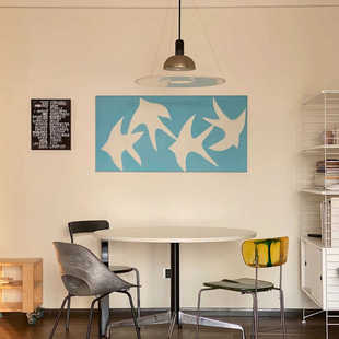 北欧蓝色和平鸽挂布现代简约抽象剪影鸟卧室极简画背景布桌布房间