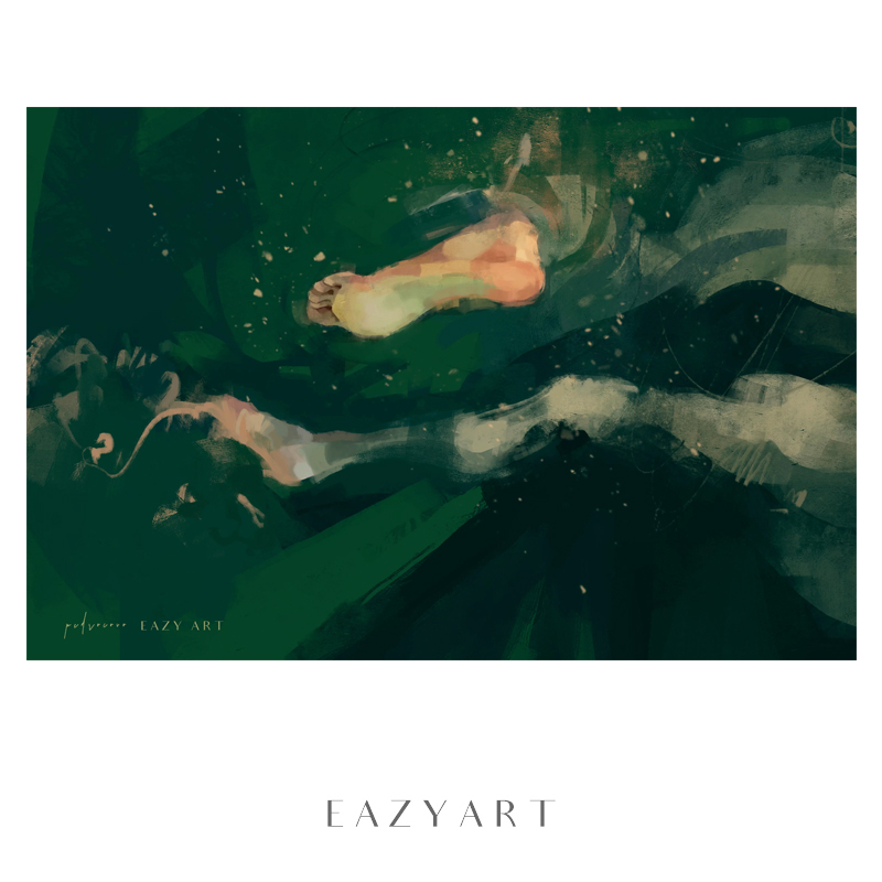 游泳的抽象艺术原创出租房挂画