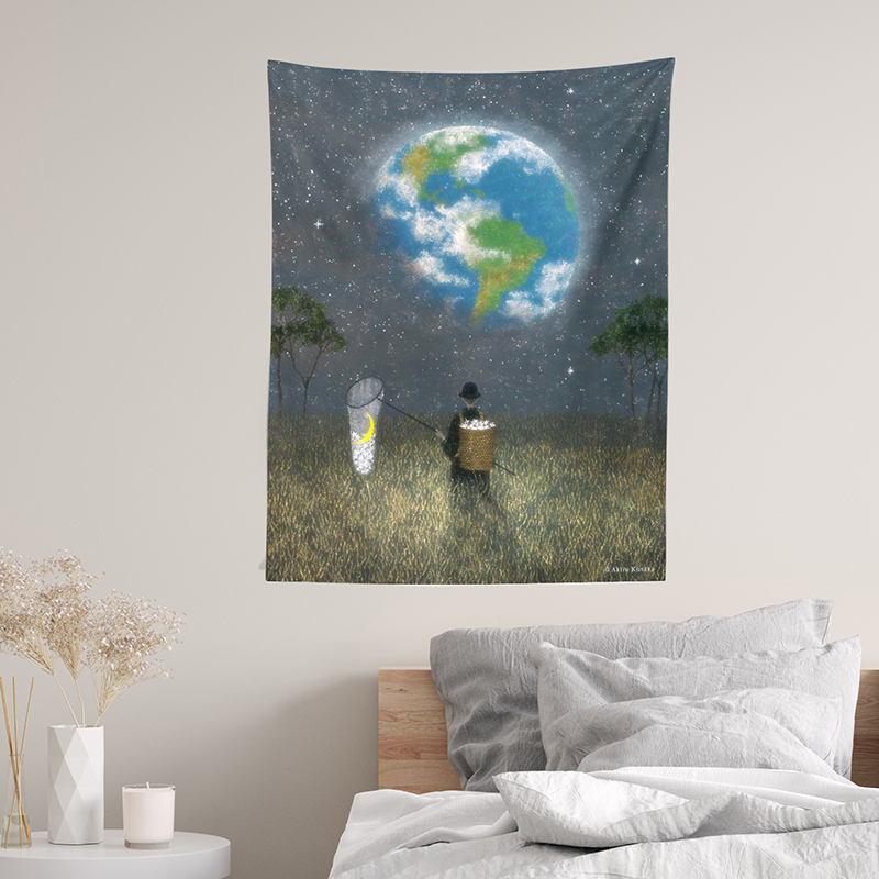 小清新手绘插画背景布