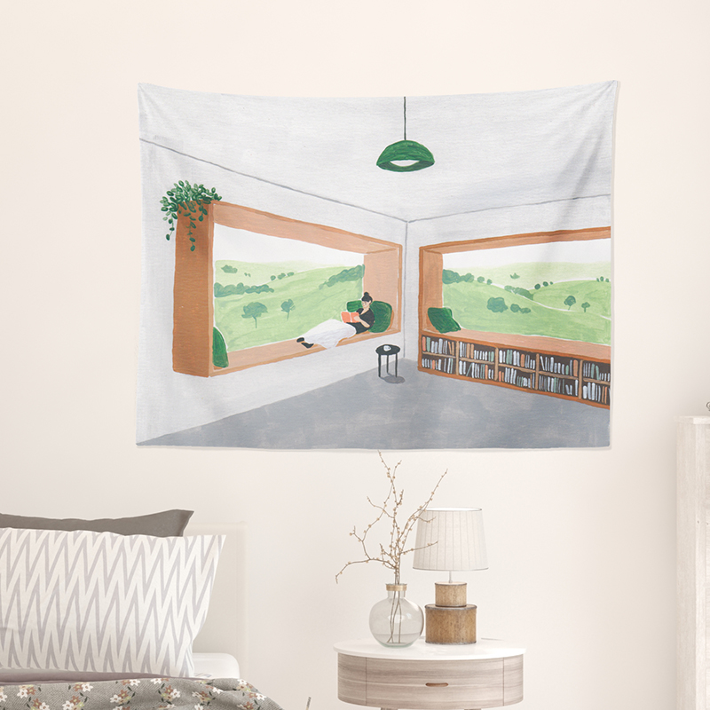 温馨治愈系插画挂布挂毯