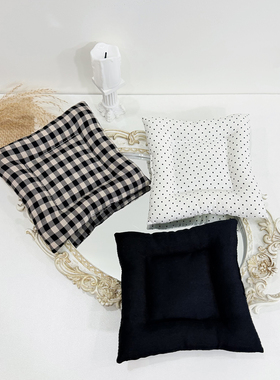 韩ins风黑色白色波点圆点格子夹棉加厚隔热垫 杯垫格子小垫子方形