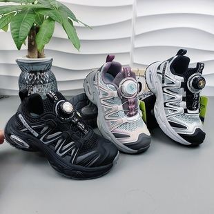 比迪童鞋25秋新款中大童双网运动鞋鞋轻便透气男女童休闲鞋旋纽扣