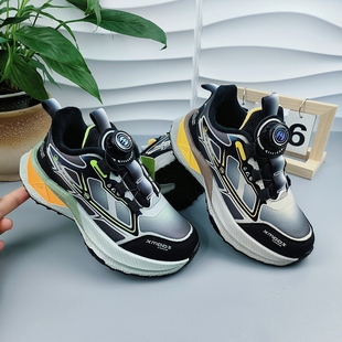 比迪童鞋25冬季新中大童加薄绒运动鞋鞋轻便保暖男童二棉鞋旋纽扣