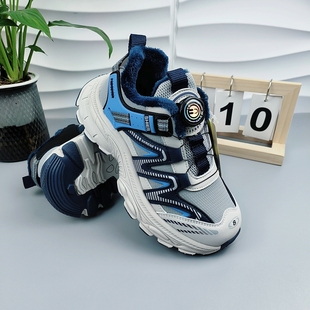 比迪童鞋25秋新款中大童加薄绒运动鞋鞋轻便男女童二棉鞋鞋魔术贴