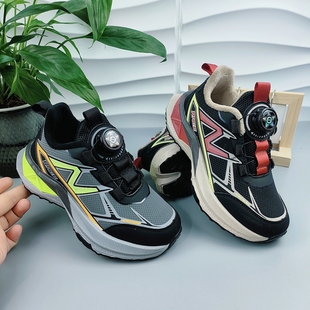 比迪童鞋25冬季新中大童加薄绒运动鞋鞋轻便保暖男童二棉鞋旋纽扣