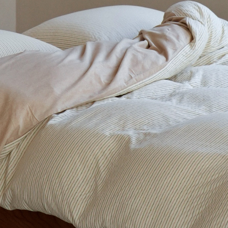 彩棉提花~A类全棉天竺棉床上四件套纯棉针织棉床单被套高级感床品