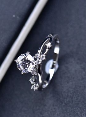 人间星河 正品莫桑石钻戒AU750定制18K铂金求婚结婚男女情侣戒指