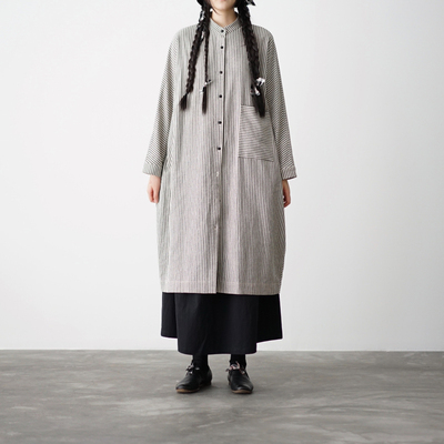 微茧型设计长袖棉麻长衬衫外套