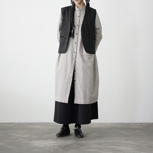 炭灰色木耳边口袋无扣挺括马夹马甲 ATELIERSOMEPIECE工碎 新品