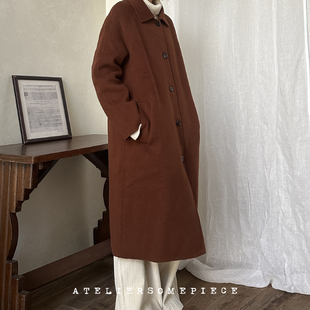 手工山羊绒羊毛焦棕经典双面呢大衣 ATELIERSOMEPIECE 工碎