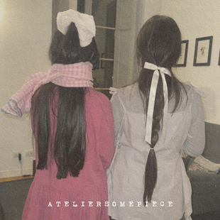 粉白格子褶皱干丝肌理感围巾披肩 ATELIERSOMEPIECE 工碎