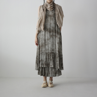 小众设计师水墨扎染提花背心裙