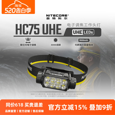 NITECORE奈特科尔HC75 UHE聚泛光工作头灯室外作业夜间维修工作灯
