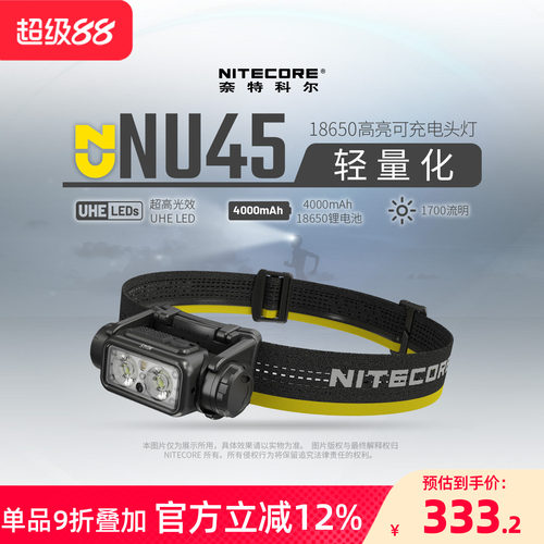 奈特科尔NU45头灯户外超高亮强光
