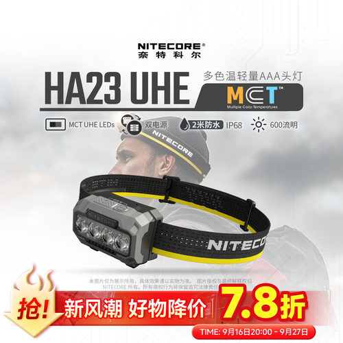 奈特科尔HA23UHE多色温头灯户外