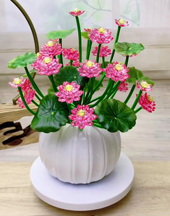 南瓜瓶手工荷花材料包diy手工桌面家居擺件自己做