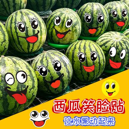 西瓜贴纸笑脸贴标签装饰表情贴西瓜图案水果8424大眼睛菠萝哈密瓜