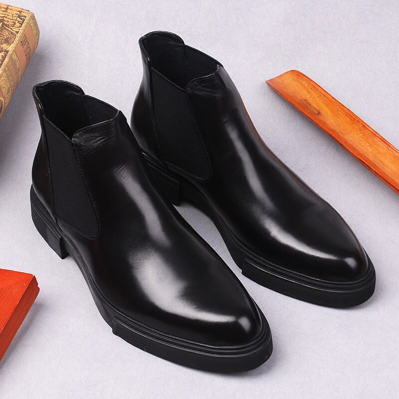 CHELSEA MENS BOOTS ENGLAND POINTED BUSINESS CASUAL HIGH-TOP SHOES MENS LEATHER SLEEVE BOOTS MARTIN BOOTS TIDE BOOTS
