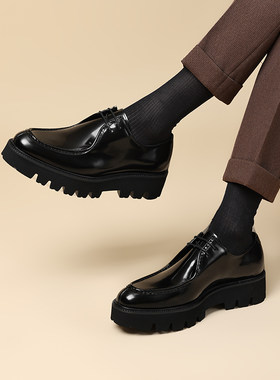 英伦潮流商务休闲皮鞋袋鼠亮面