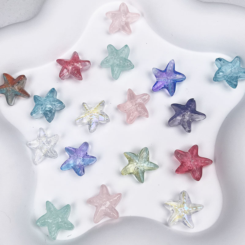 DIY饰品配件捷克琉璃海洋生物中孔可爱海星手链手工串珠散珠挂件