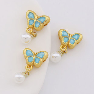 DIY保色饰品配件滴油通孔蝴蝶珠珠手工编织手链项链串珠吊坠