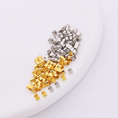 定位珠可夹扁定位管diy捏扁固定收尾固定管包线扣饰品铜配件