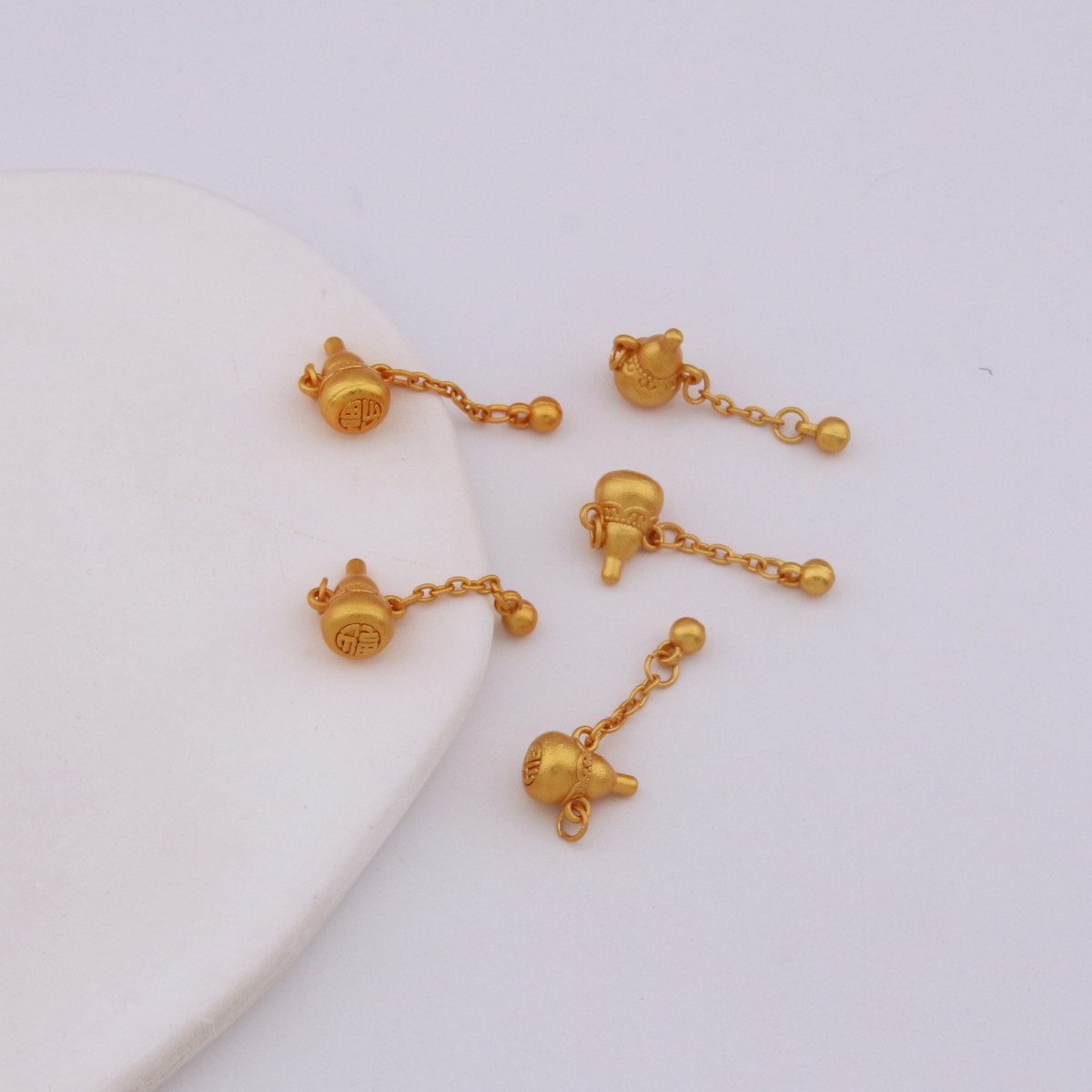 保色古法哑金福字葫芦带吊球串珠手链项链DIY饰品配件挂饰配件