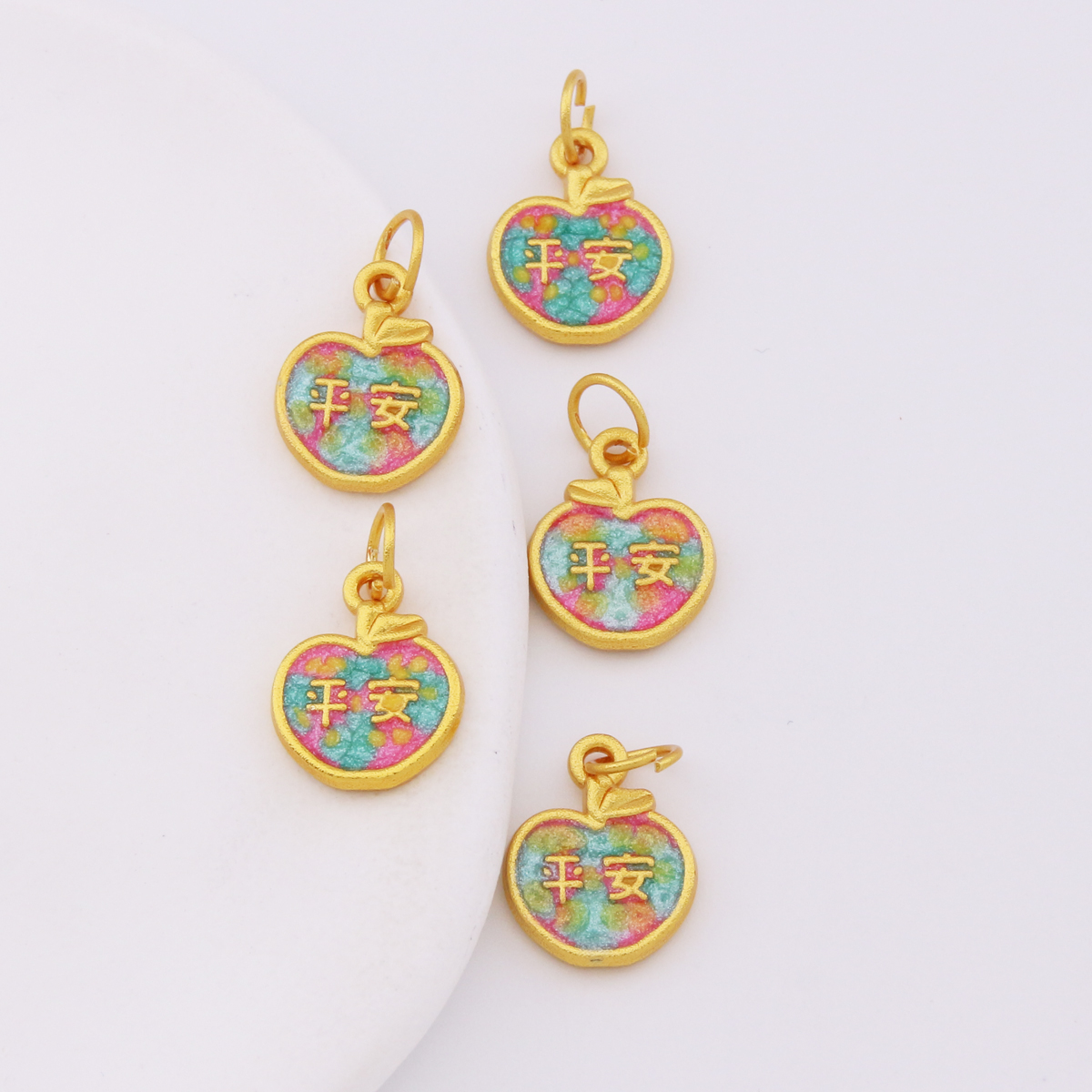 金色滴油苹果吊环diy饰品配件保色手工编织手链项链串珠吊坠