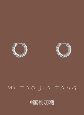 小众简约金属麻花扭纹小圈耳环