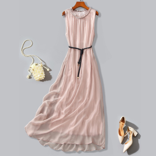 海边度假垂坠真丝收腰显瘦气质连衣裙 夏季 桑蚕丝无袖 长裙2026新款