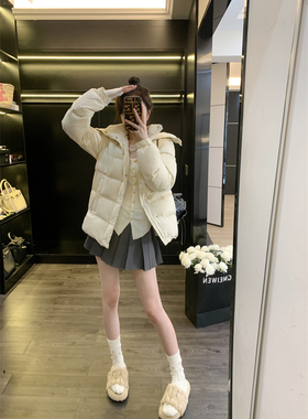 羽绒服女2024新款冬白色加厚保暖宽松连帽外套情侣免洗中长款反季