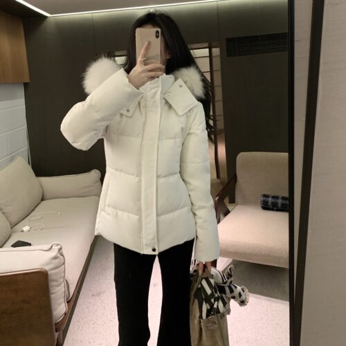 收腰版羽绒服女冬季短款