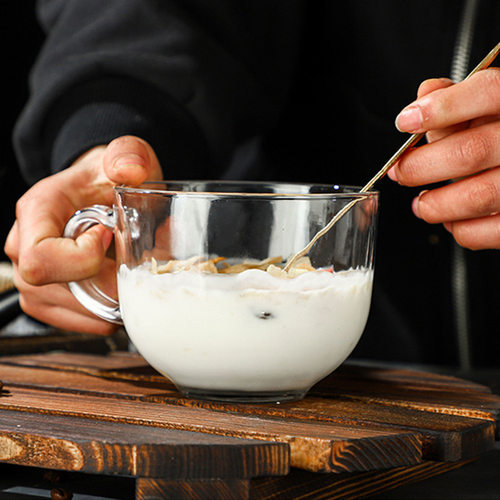 大容量牛奶杯带把手玻璃杯