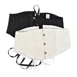 束腰16cm3扣鱼骨支撑腰封洛丽塔腰封 奶白色浮雕提花短款 秋季 新品