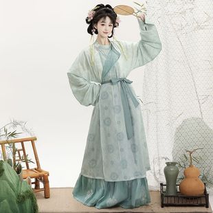 百褶裙汉服女2025春夏新款 复原唐制圆领袍灯笼裤 桃红柳绿 原创