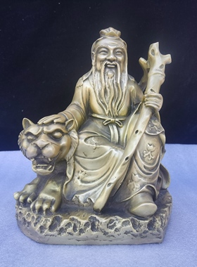 纯铜山神爷铜像铜器工艺品摆件