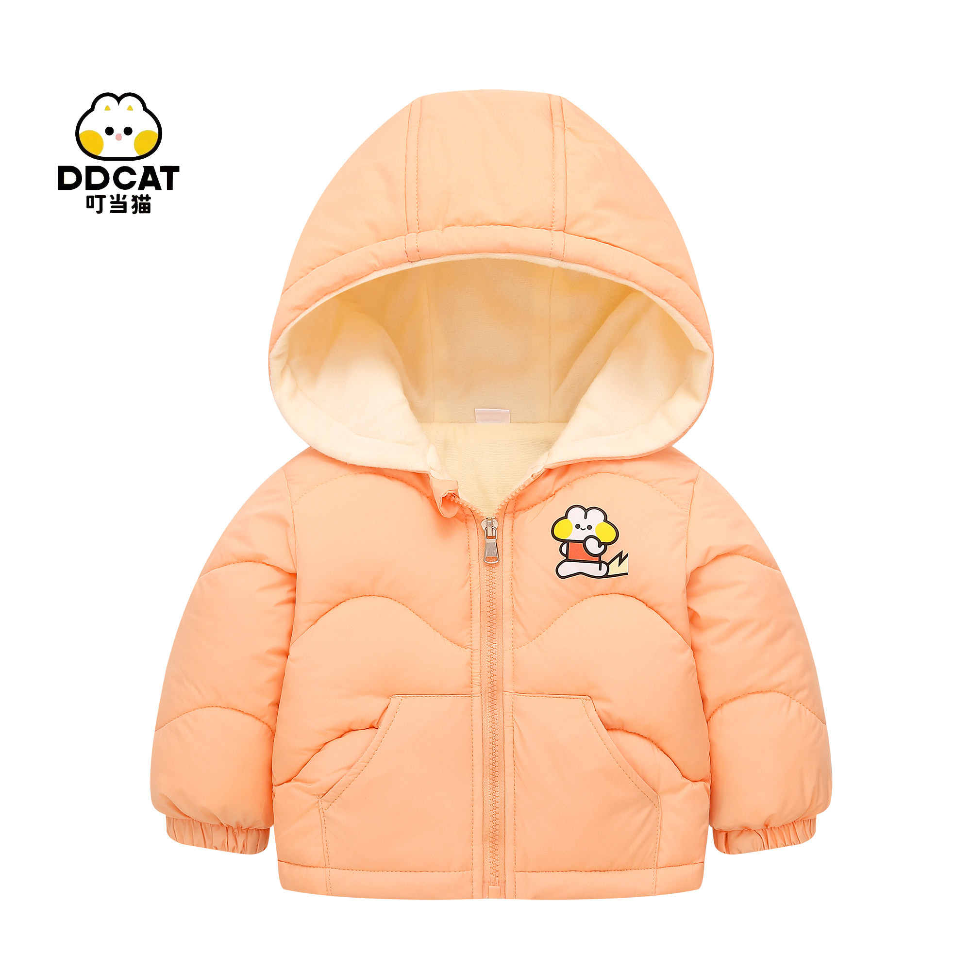 叮当猫儿童棉服男女童加绒加厚保暖棉袄婴幼儿童卡通冬季外套反季