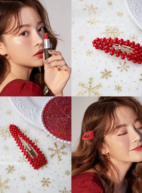 (半价清仓）暴富许愿~复古摩登红色水滴夹网红发夹发卡发饰 包邮