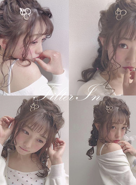 (半价清仓）日本 少女心 金色镂空樱桃草莓发夹发卡 rili模特同款