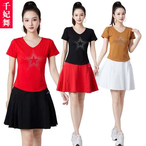 舞蹈运动服优质棉料+精美烫钻