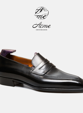 ACME Shoemaker手工乐福鞋男士头层牛皮黑色皮鞋夏季现货AL02楦型