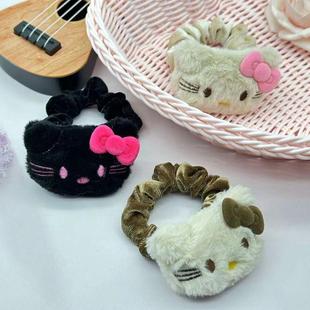 卡通KT猫毛绒发圈可爱蝴蝶结猫咪大肠圈扎马尾头绳发绳发饰头饰品