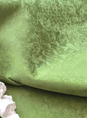 翠绿色隐花无缝壁布高档法式暗花嫩草亮绿抹茶绿复古斑驳高经墙布