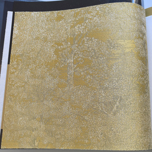 金色发财树无缝壁布小碎叶子隐花高档加厚高经金丝茶馆酒店墙布